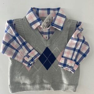 The Children’s Place boys button front and sweater vest formal 0-3 months